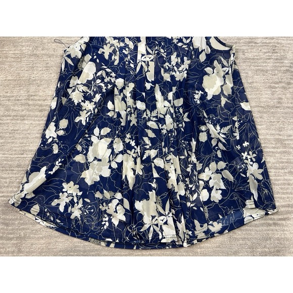 Ember Top Womens 1X Blue Floral Sleeveless Sheer V-Neck Polyester - Picture 3 of 12